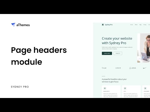 Page headers module in Sydney Pro