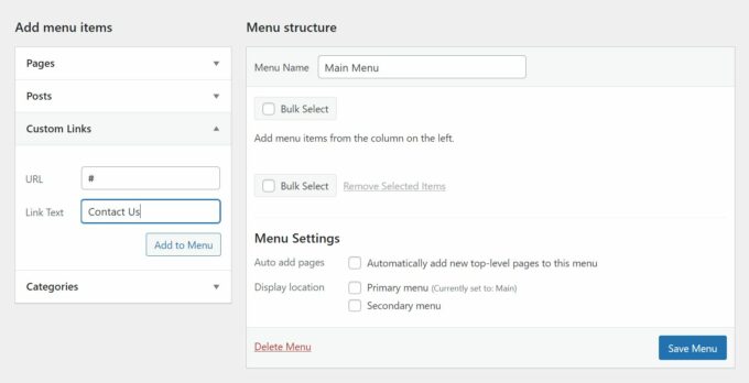 Add custom menu item without linking
