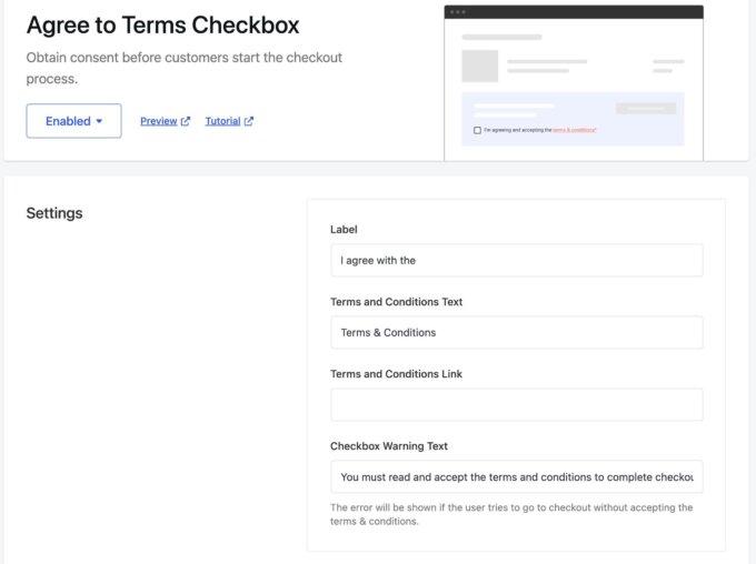 Merchant agree to terms checkbox