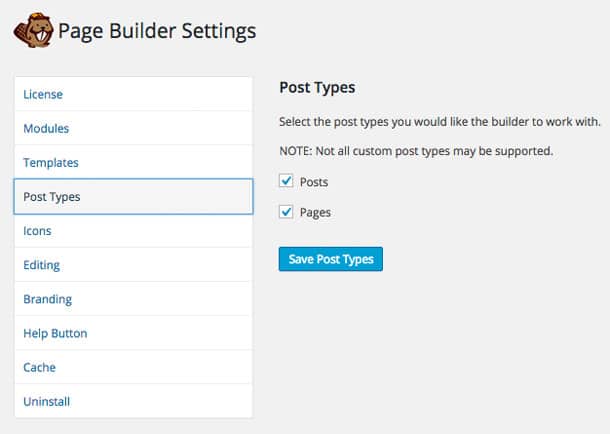 Beaver Builder Post Types Settings