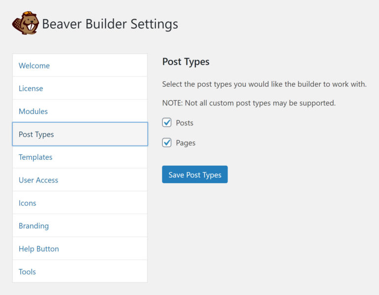 Beaver Builder Post Type Settings