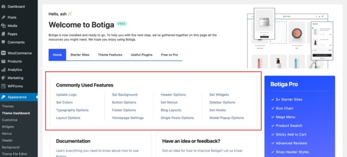 Botiga 2.0 commonly used features