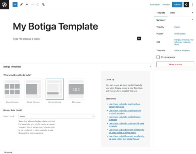Botiga 2.0 template builder