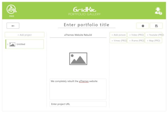 Grid Kit Portfolio Gallery interface