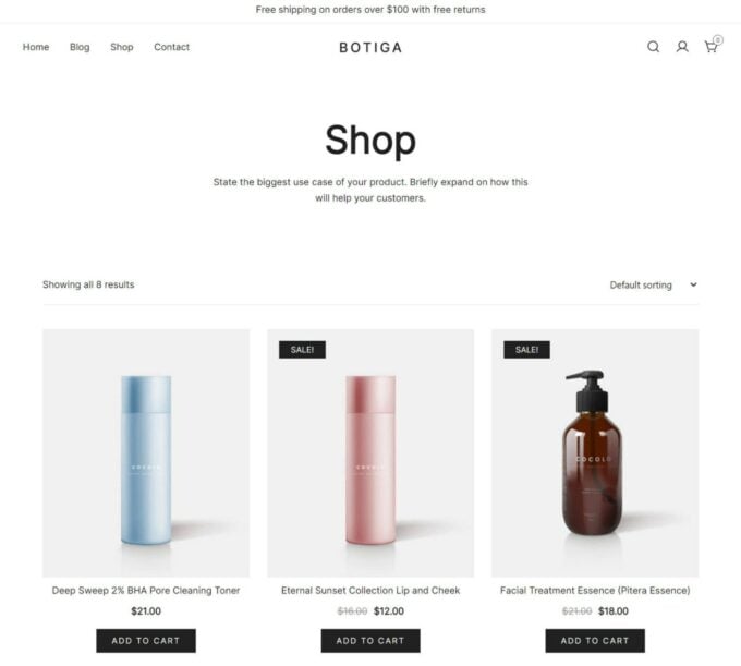 An example of a WordPress ecommerce store