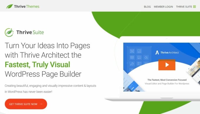 Thrive Architect homepage