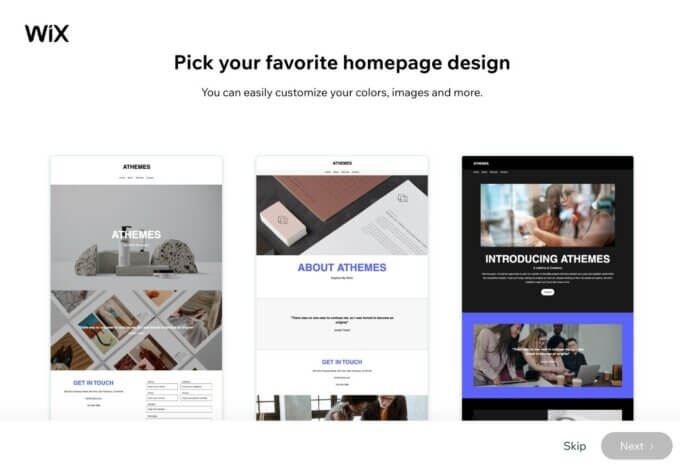 Wix design selections