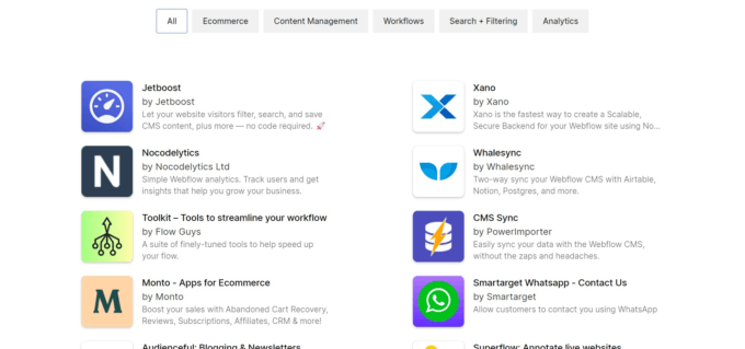 Webflow App Marketplace