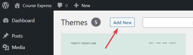 Add new theme screen in the WordPress admin area