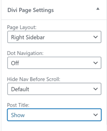 Divi Page Settings