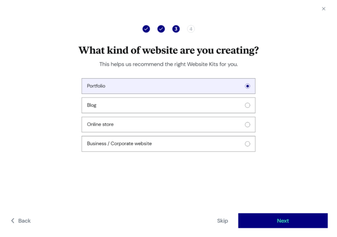 Choose website type