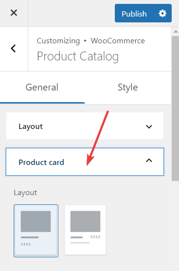 Expanding the product card option