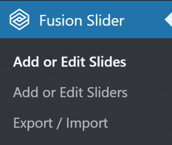 Fusion Slider Admin Menu
