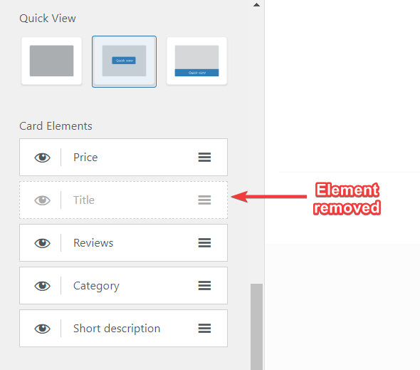 Removing elements from the Quick View box