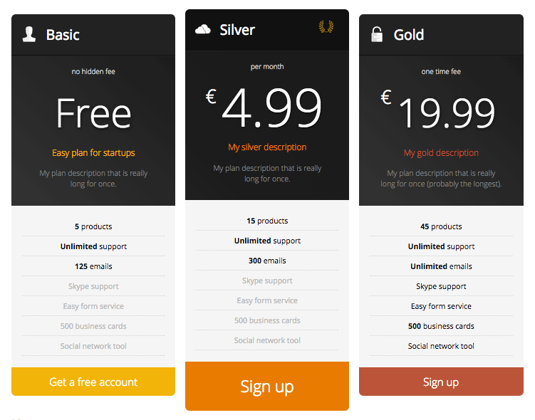 Responsive Pricing Table 01
