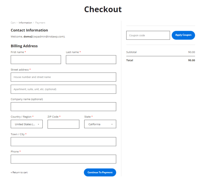 Shopify-like checkout layout in botiga