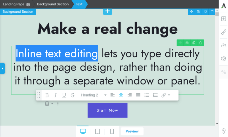 Inline text editing