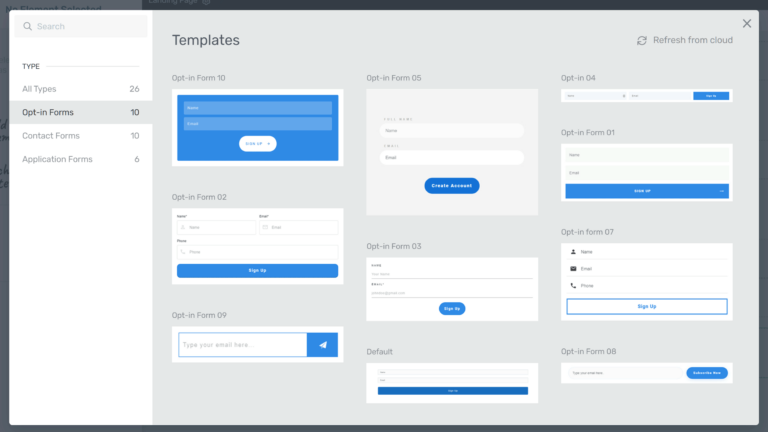 Opt-in form templates