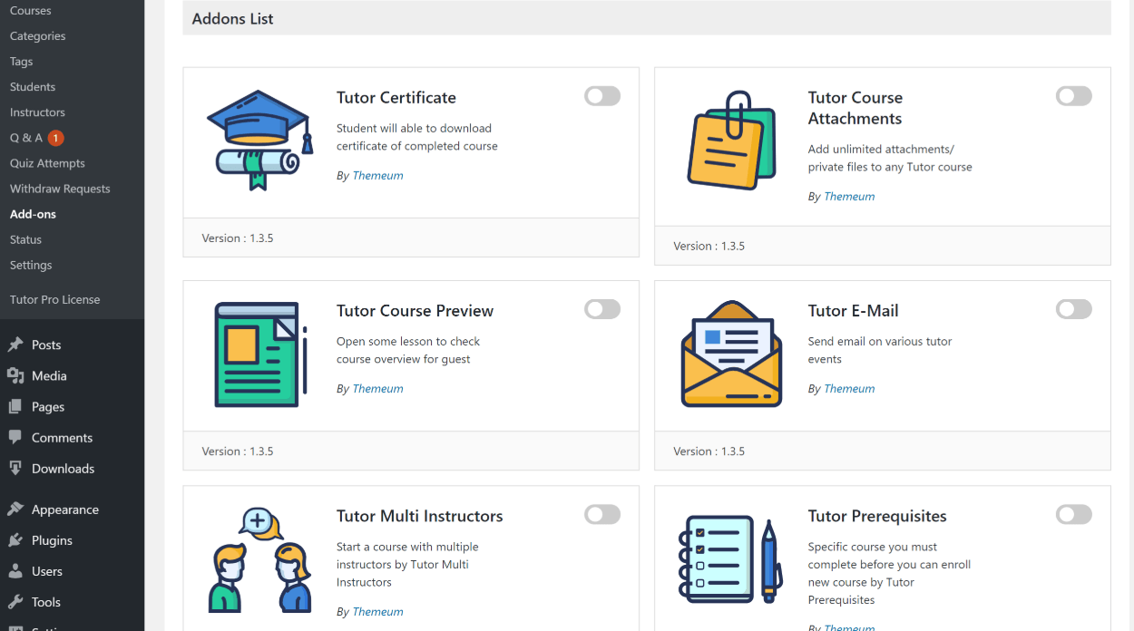 Tutor LMS review of add-ons
