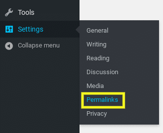 The permalinks settings menu item in WordPress.